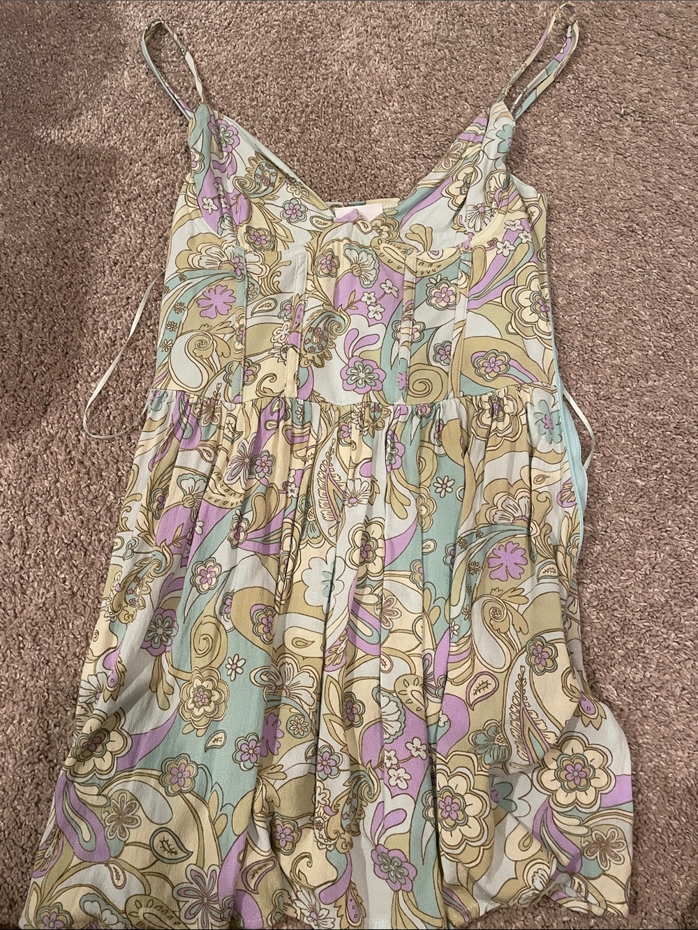 Floral Paisley Sundress in Pastel Pink, Mint & Cream